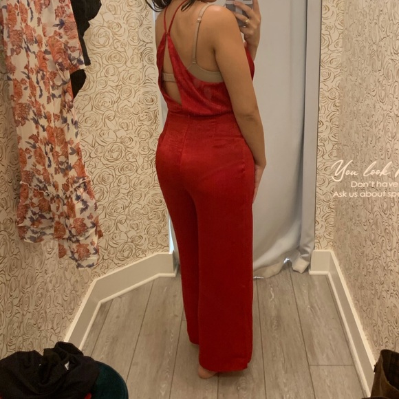 NWT High-Neck & Open-Back Red Jumpsuit - Picture 5 of 5